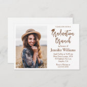 Elegant minimalistisch script afstuderen brunchfot kaart (Voorkant / Achterkant)