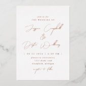 Elegant minimalistisch script bruiloft folie uitnodiging (Voorkant)