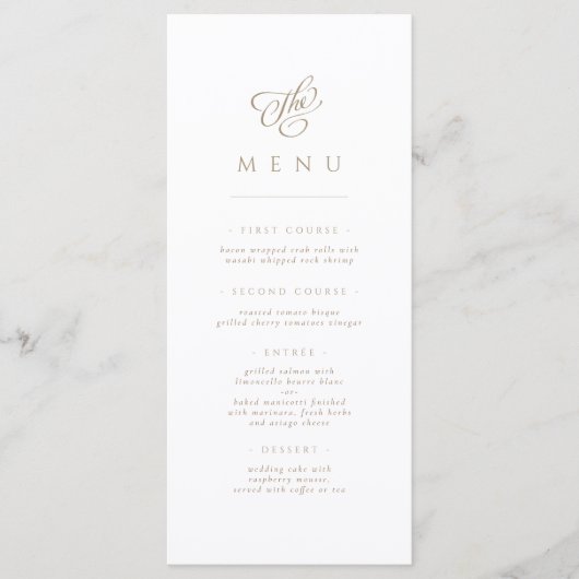 Elegant minimalistisch script bruiloft menu (Voorkant)
