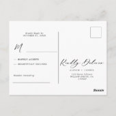 Elegant minimalistisch script bruiloft RSVP Briefkaart (Achterkant)