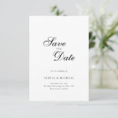 Elegant minimalistisch script bruiloft save the date (Staand voorkant)