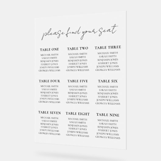 Elegant minimalistisch script bruiloft zitgrafiek acryl bord (Hoek)