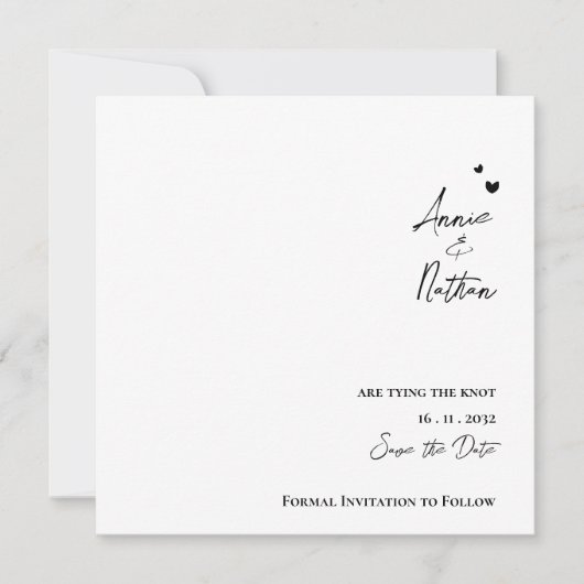 Elegant minimalistisch script dat de knoopbruiloft aankondiging (Voorkant)