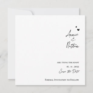 Elegant minimalistisch script dat de knoopbruiloft aankondiging