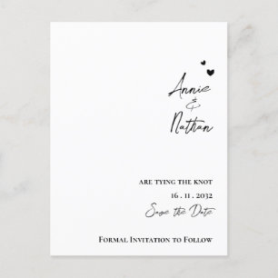 Elegant minimalistisch script dat de knoopbruiloft aankondigingskaart