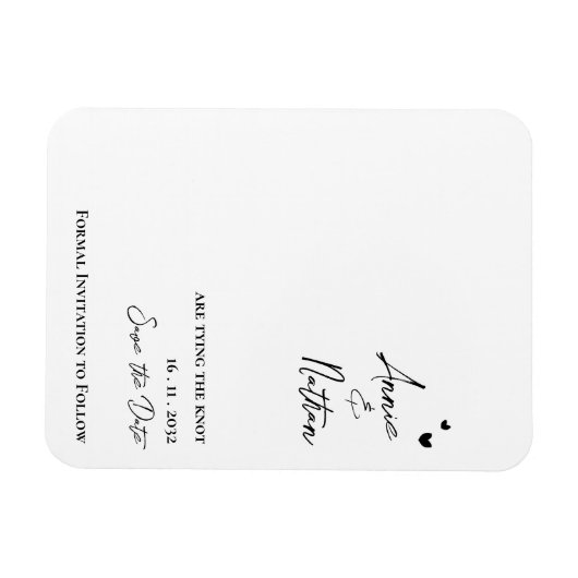 Elegant minimalistisch script dat de knoopbruiloft magneet (Horizontaal)