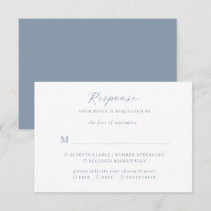 Elegant minimalistisch script Dusty Blue Wedding R Informatiekaartje