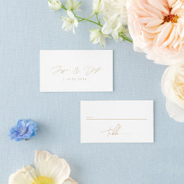 Elegant minimalistisch script Gold Wedding Plaatskaartje