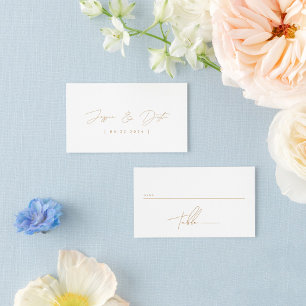 Elegant minimalistisch script Gold Wedding Plaatskaartje