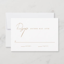 Elegant minimalistisch script Gold Wedding RSVP Kaartje