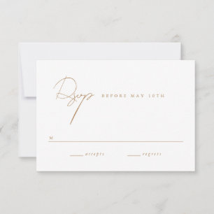 Elegant minimalistisch script Gold Wedding RSVP Kaartje