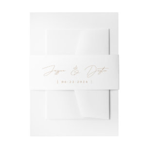 Elegant minimalistisch script Gold Wedding Uitnodigingen Wikkel