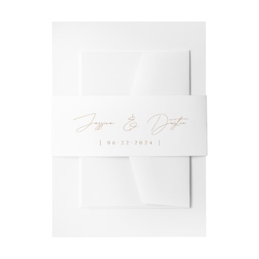 Elegant minimalistisch script Gold Wedding Uitnodigingen Wikkel (Voorkant Voorbeeld)