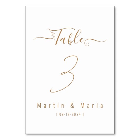 Elegant Minimalistisch Script Gouden Bruiloft Tafe Kaart (Achterkant)