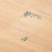 Elegant Minimalistisch Script Groene Huwelijk  Acryl Uitnodigingen (Laagn)