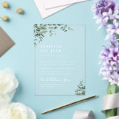 Elegant Minimalistisch Script Groene Huwelijk  Acryl Uitnodigingen (Insitu (Huwelijk))