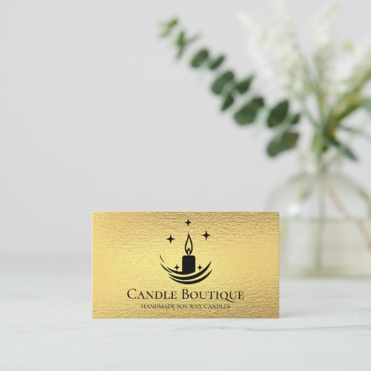 Elegant minimalistisch script Kaarsenmaker Gold fo Visitekaartje (Staand voorkant)