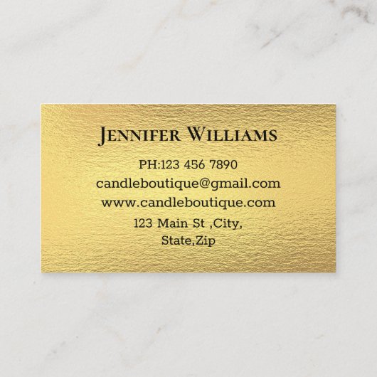 Elegant minimalistisch script Kaarsenmaker Gold fo Visitekaartje (Achterkant)