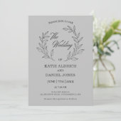 Elegant minimalistisch script Leaf Wedding Light G Kaart (Staand voorkant)