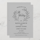 Elegant minimalistisch script Leaf Wedding Light G Kaart (Voorkant / Achterkant)