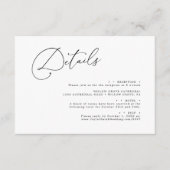 Elegant-minimalistisch script legant Wedding detai Informatiekaartje (Voorkant)