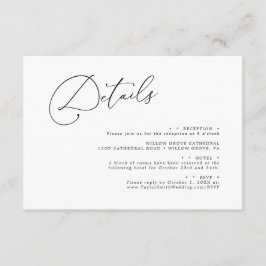 Elegant-minimalistisch script legant Wedding detai Informatiekaartje