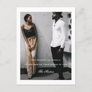 Elegant minimalistisch script Nieuwe adresfoto Briefkaart