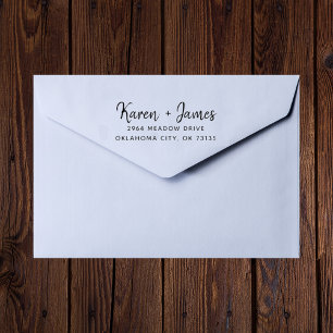 Elegant Minimalistisch Script Retouradres voor Huw Rubberstempel