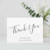 Elegant Minimalistisch Script White Custom Wedding Bedankkaart (Staand voorkant)