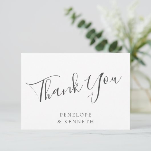 Elegant Minimalistisch Script White Custom Wedding Bedankkaart (Staand voorkant)