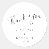 Elegant Minimalistisch Script White Custom Wedding Ronde Sticker (Voorkant)
