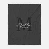 Elegant minimalistisch script zwart monogram fleece deken (Voorkant)