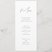 Elegant minimalistisch script zwart-witbruiloft menu (Voorkant)