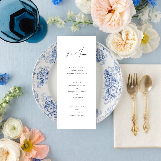 Elegant minimalistisch script zwart-witbruiloft menu