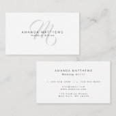 Elegant minimalistisch stijlvol script grijs monog visitekaartje (Voorkant / Achterkant)