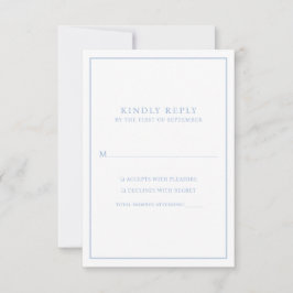 Elegant minimalistisch stoffig blauw Lijst RSVP Kaartje