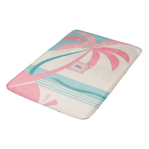 Elegant minimalistisch tropisch roze blauwgroen mo badmat