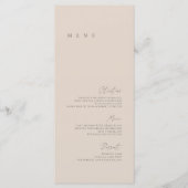 Elegant minimalistisch trouwmenu in blozende roze  menu (Voorkant)