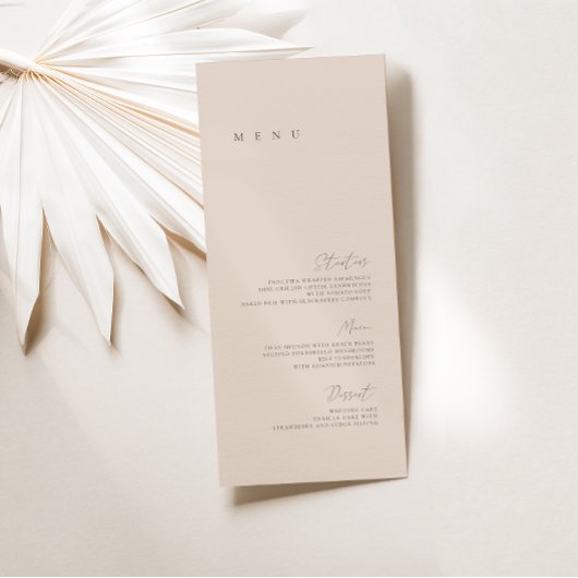 Elegant minimalistisch trouwmenu in blozende roze  menu