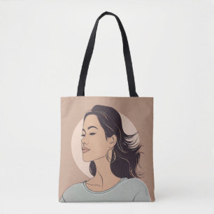 Elegant minimalistisch vrouwenportret - moderne ku draagtas