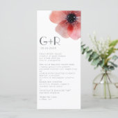 Elegant minimalistisch Waterverf Poppy Wedding Menu (Staand voorkant)