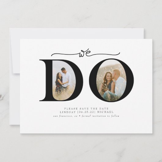 Elegant minimalistisch We doen Save the Date 2 fot (Voorkant)