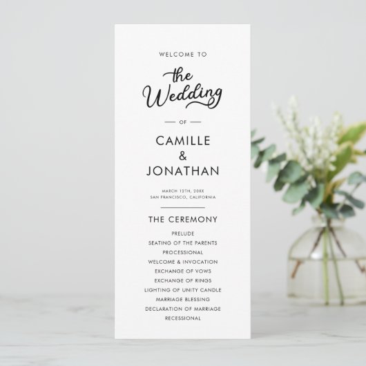 Elegant minimalistisch weddenschap programma (Staand voorkant)