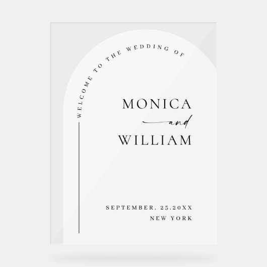 Elegant Minimalistisch WELKOM bruiloft Acryl Bord (Voorkant)