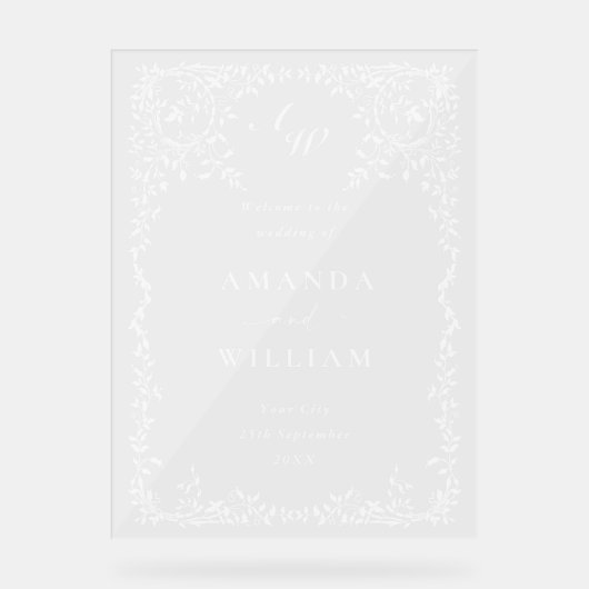 Elegant Minimalistisch WELKOM bruiloft Acryl Bord (Voorkant)