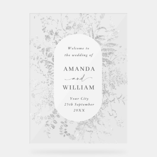 Elegant Minimalistisch WELKOM bruiloft Acryl Bord (Voorkant)