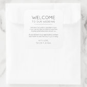 Elegant minimalistisch welkom in onze bruiloft vierkante sticker (Tas)