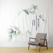 Elegant minimalistisch White Greenery Wedding Back Wandkleed (In Situ (horizontaal))