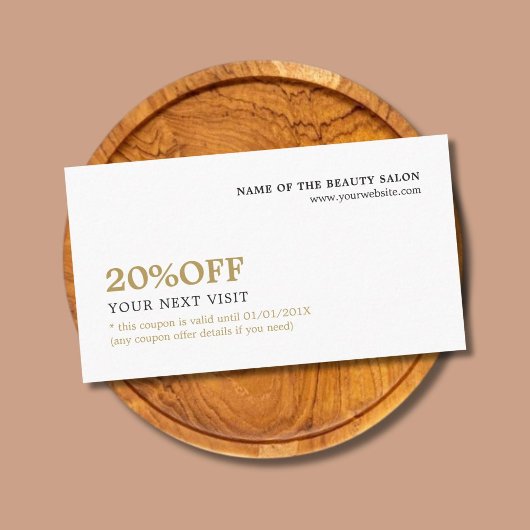 Elegant minimalistisch wit Faux Gold Coupon Beauty