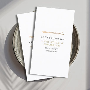 Elegant minimalistisch wit Faux Gold Hairdresser Visitekaartje